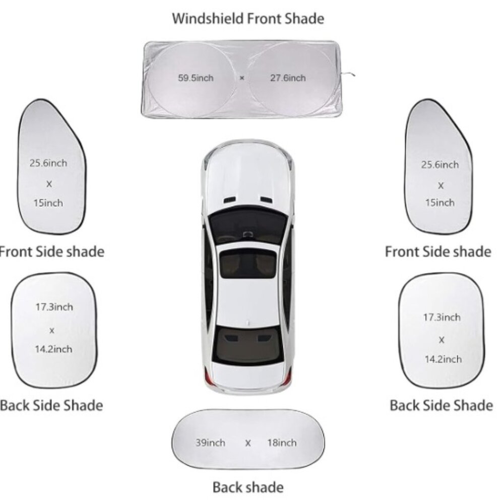 (Set #1) Car Windshield Sunshade, 6 Pieces - Picture 2 of 5